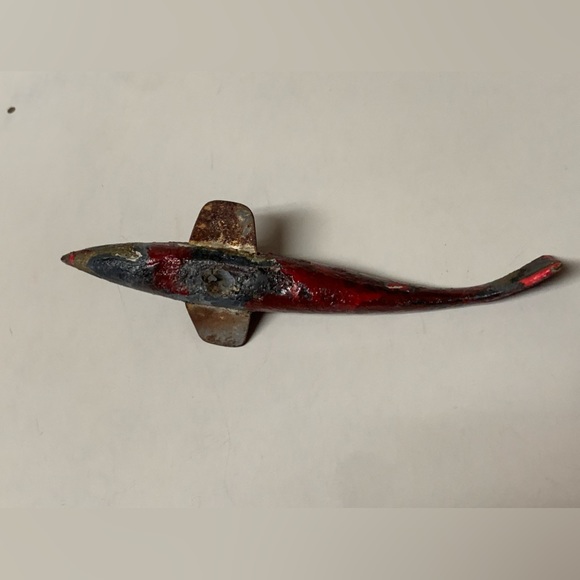 Early 20th Century 1900s Hand Crafted Wooden Metal 5” Decoy Fishing Lure - Picture 9 of 15